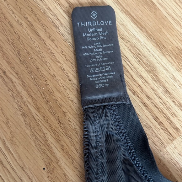 ThirdLove Unlined Modern Mesh Scoop Bra 36C 1/2 - Picture 4 of 5